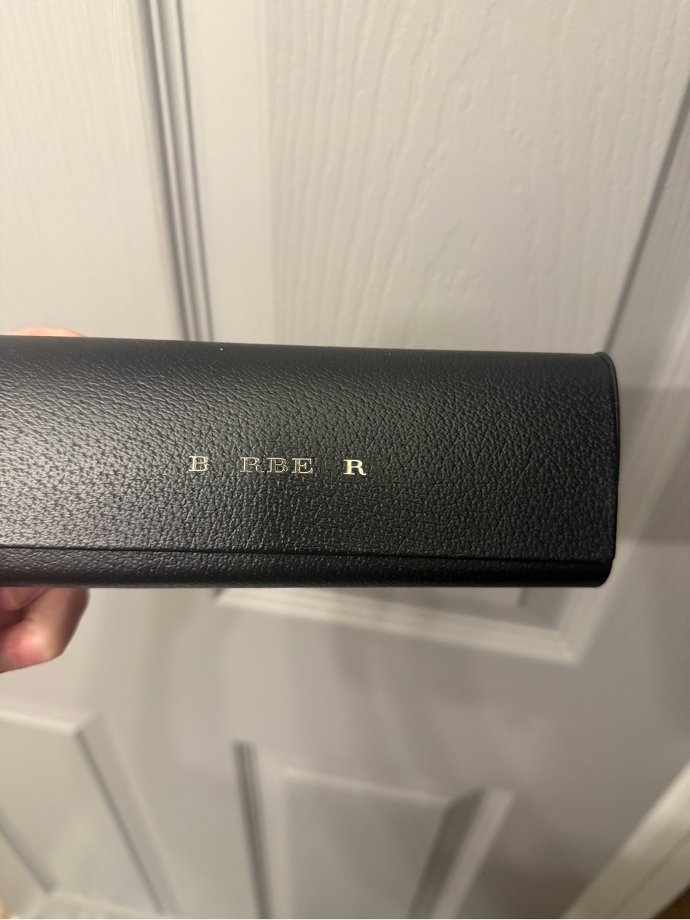 Burberry Black Leather Eyewear Case with Gold Logo